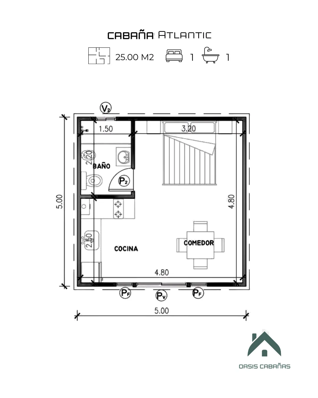 Plano de cabaña atlantic