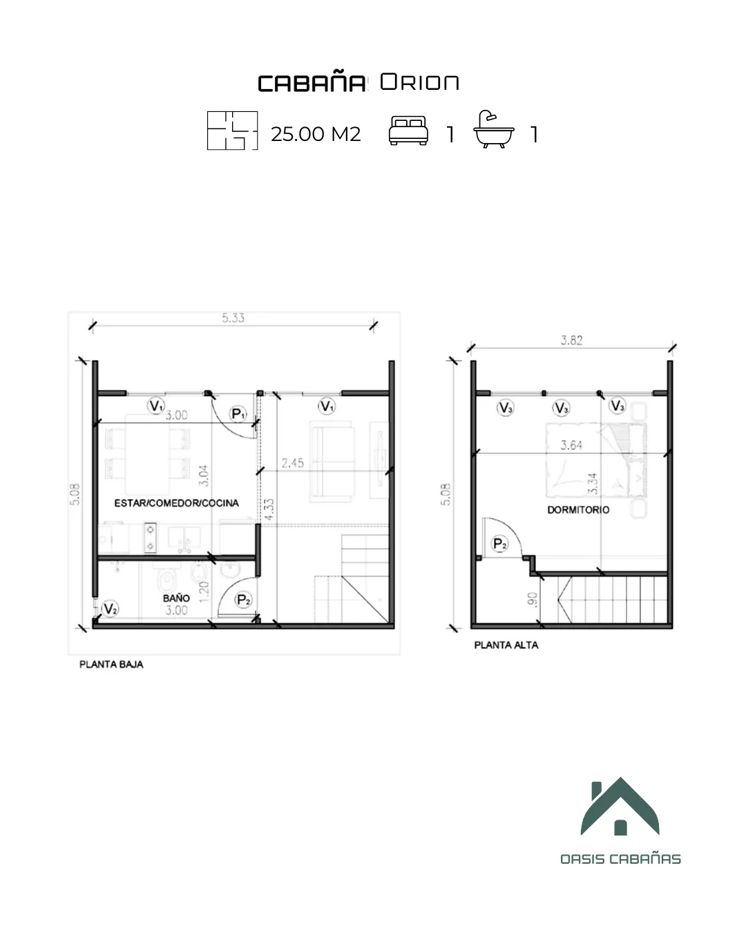 Plano de cabaña orión