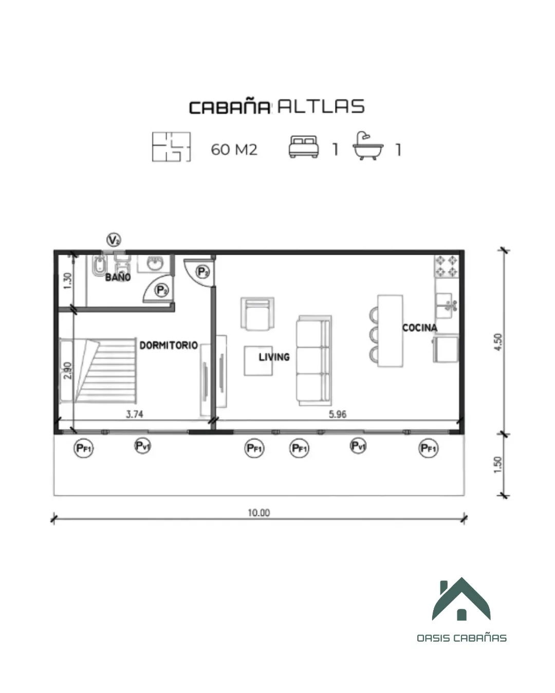 Plano de Monoambiente atlas
